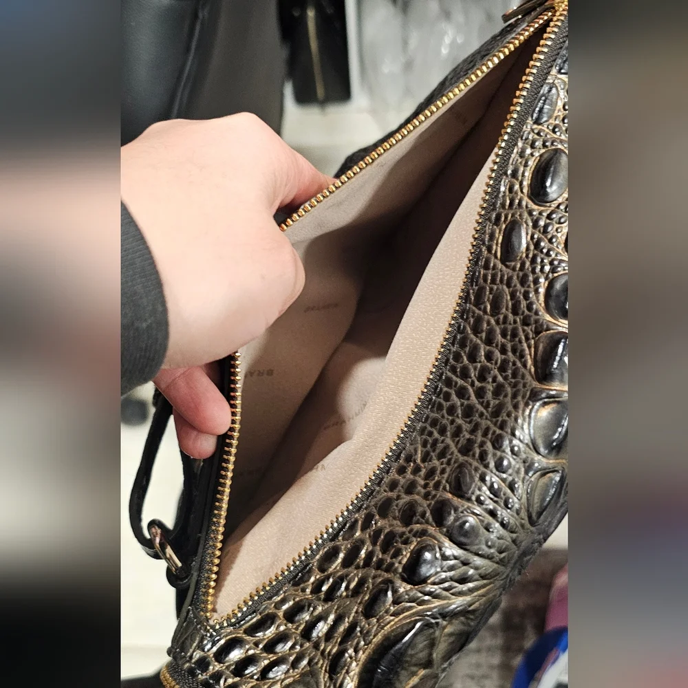 Brahmin Crocodile-Embossed Adina Shoulder Bag Nwot